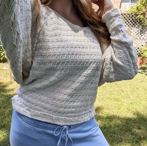 Free People Distressed Cream Sweater